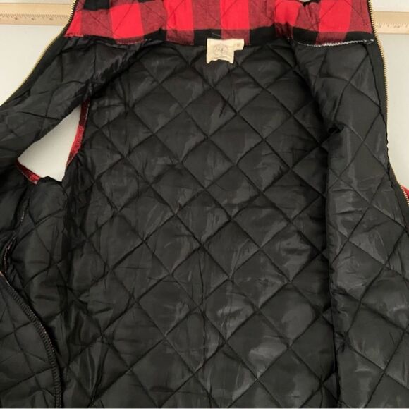 Women's Black Red Buffalo Check Vest Holidays Christmas Cabin Checkered Medium - Picture 7 of 14